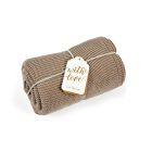 The Little Green Sheep Organic Knitted Cellular Baby Blanket - Truffle