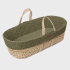 The Little Green Sheep Natural Quilted Moses Basket & Mattress - Juniper Rice