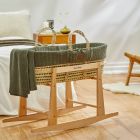 The Little Green Sheep Knitted Moses Basket and Rocking Stand Bundle - Juniper