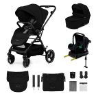 Kinderkraft YOXI 4in1 Stroller with Mink Car Seat and Base Bundle - Pure Black