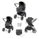 Ickle Bubba Cosmo 2 in 1 Plus Carrycot & Pushchair - Black/Graphite Grey/Tan