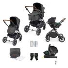 Ickle Bubba Cosmo All-in-One I-Size Travel System with Isofix Base - Black/Graphite Grey/Tan