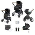 Ickle Bubba Cosmo All-in-One I-Size Travel System with Isofix Base - Gunmetal/Black/Tan