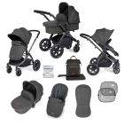 Ickle Bubba Stomp Luxe 2 in 1 Plus Pushchair & Carrycot - Black/Charcoal Grey/Black
