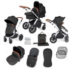 Ickle Bubba Stomp Luxe 2 in 1 Plus Pushchair & Carrycot - Silver/Midnight/Tan