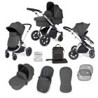 Ickle Bubba Stomp Luxe 2 in 1 Plus Pushchair & Carrycot - Silver/Charcoal Grey/Black