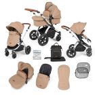 Ickle Bubba Stomp Luxe 2 in 1 Plus Pushchair & Carrycot - Silver/Desert/Tan
