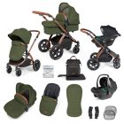 Ickle Bubba Stomp Luxe All-in-One Travel System with Isofix Base  - Bronze/Woodland/Tan