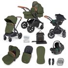 Ickle Bubba Stomp Luxe All-in-One Travel System with Isofix Base  - Black/Woodland/Tan