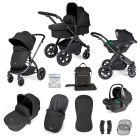 Ickle Bubba Stomp Luxe All-in-One Travel System with Isofix Base  - Black/Midnight/Black