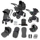 Ickle Bubba Stomp Luxe All-in-One Travel System with Isofix Base - Black/Charcoal Grey/Black