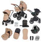 Ickle Bubba Stomp Luxe All-in-One Travel System with Isofix Base - Black/Desert/Tan