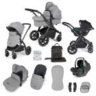 Ickle Bubba Stomp Luxe All-in-One Travel System with Isofix Base - Black/Pearl Grey/Black