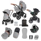 Ickle Bubba Stomp Luxe All-in-One Travel System with Isofix Base  - Black/Pearl Grey/Tan