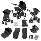 Ickle Bubba Stomp Luxe All-in-One Travel System with Isofix Base  - Silver/Midnight/Black