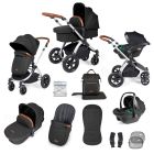 Ickle Bubba Stomp Luxe All-in-One Travel System with Isofix Base - Silver/Midnight/Tan