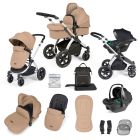 Ickle Bubba Stomp Luxe All-in-One Travel System with Isofix Base  - Silver/Desert/Black
