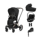 Cybex Priam Stroller with Cloud T i-Size Car Seat and Base Bundles - Rose Gold/Sepia Black