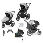 Ickle Bubba Venus Max Jogger Stroller I-Size Travel System with Isofix Base - Black/Space Grey/Black