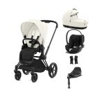 Cybex Priam Stroller with Cloud T i-Size Car Seat and Base Bundles - Matt Black/Off White