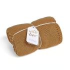The Little Green Sheep Organic Knitted Cellular Baby Blanket - Honey