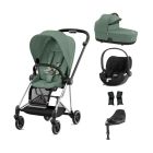Cybex Mios Stroller with Cloud T i-Size Car Seat and Base Bundles - Chrome Black/Leaf Green
