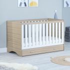 Babymore Veni Cot Bed with Drawer - White Oak