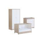 Babymore Luno 3 Piece Room Set with Drawer - White Oak