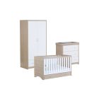 Babymore Veni 3 Piece Room Set with Drawer - White Oak