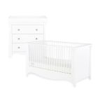 CuddleCo Clara 2PC Set 3 Drawer Dresser and Cot Bed - White