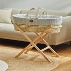 The Little Green Sheep Knitted Moses Basket and Static Stand Bundle - Dove