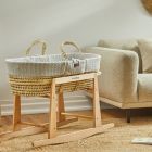 The Little Green Sheep Knitted Moses Basket and Rocking Stand Bundle - Dove