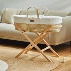 The Little Green Sheep Knitted Moses Basket and Static Stand Bundle - White