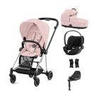 Cybex Mios Stroller with Cloud T i-Size Car Seat and Base Bundles - Chrome Black/Peach Pink