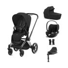 Cybex Priam Stroller with Cloud T i-Size Car Seat and Base Bundles - Chrome Black/Sepia Black