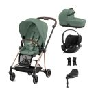 Cybex Mios Stroller with Cloud T i-Size Car Seat and Base Bundles - Rose Gold/Leaf Green