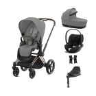 Cybex Priam Stroller with Cloud T i-Size Car Seat and Base Bundles - Rose Gold/Mirage Grey