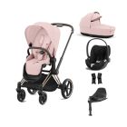 Cybex Priam Stroller with Cloud T i-Size Car Seat and Base Bundles - Rose Gold/Peach Pink