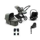 Bugaboo Fox 5 Complete Pushchair with Cybex Cloud T i-Size Car Seat and Base Bundle - Black/Forest Green