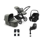 Bugaboo Fox 5 Complete Pushchair with Maxi Cosi Pebble 360 Pro Car Seat and Base Bundle - Black/Forest Green