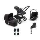 Bugaboo Fox 5 Complete Pushchair with Cybex Cloud T i-Size Car Seat and Base Bundle - Black/Midnight Black