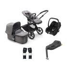Bugaboo Fox 5 Complete Pushchair with Maxi Cosi Cabriofix i-Size Car Seat and Base Bundle - Graphite/Grey Melange