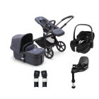 Bugaboo Fox 5 Complete Pushchair with Maxi Cosi Pebble 360 Pro Car Seat and Base Bundle - Graphite/Stormy Blue