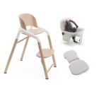 Bugaboo Giraffe Highchair + Baby Set & Pillow Set - Neutral Wood/White