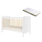 Ickle Bubba Coleby Classic Cot Bed & Finest Mattress - Scandi White 