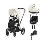 Cybex Priam Stroller with Cloud T i-Size Car Seat and Base Bundles - Chrome Black/Off White