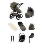 egg3 Luxury Pushchair and Cybex CloudT i-Size Car Seat and Base Bundle - Hunter Green