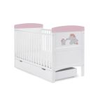 Obaby Grace Inspire Cot Bed & Underdrawer - Elephants Pink