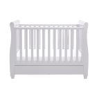 Babymore Eva Sleigh Dropside Cot Bed with Drawer - Grey