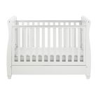 Babymore Eva Sleigh Dropside Cot Bed with Drawer - White